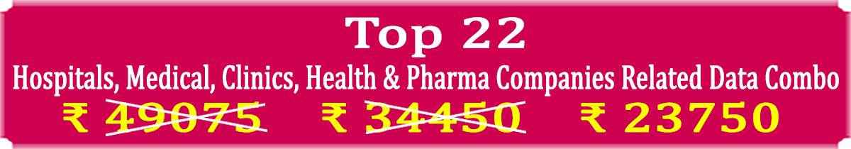 Top 22 Types Super Saving Hospitals, Medical, Clinics, Health & Pharma Companies Products, Equipments, Machinery & Materials Data Combo - In Excel Format